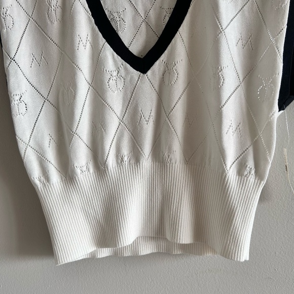 Anthropologie Maeve Violette Icon Logo Vest | Black & White | Size Small | NWT - Picture 10 of 16